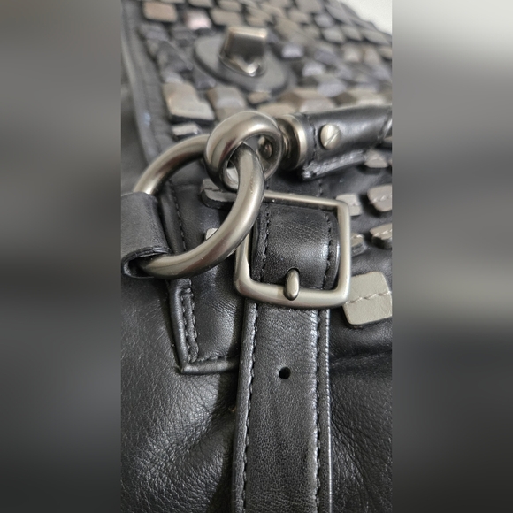 EUC RARE Coach Studded Flagship Leather Ella Black & Gunmetal Satchel - Picture 16 of 16